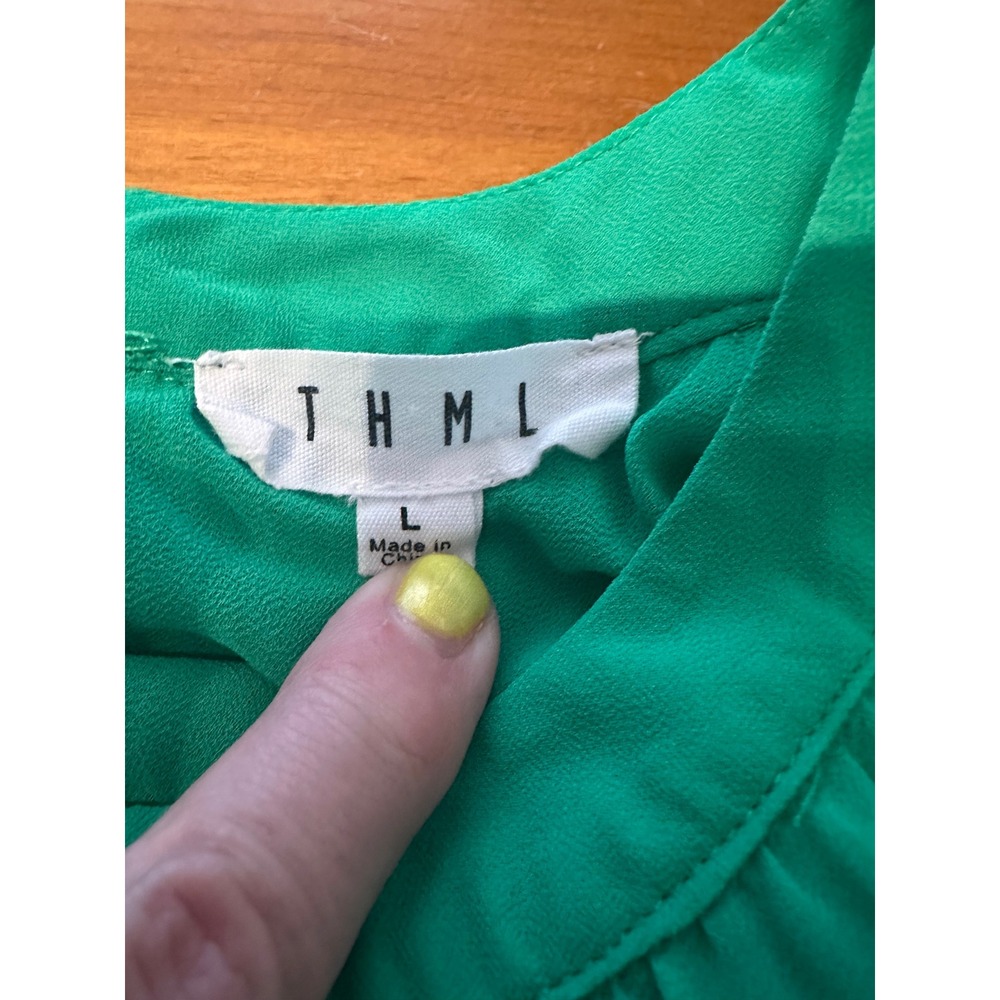 THML Emerald Green Pleated Halter Neck Swing Top THS0898-GN womens Large - Picture 3 of 6